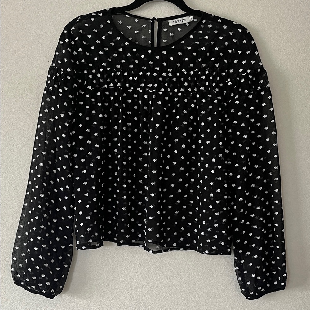 Farrow Black Sheer Ditsy Floral Blouse